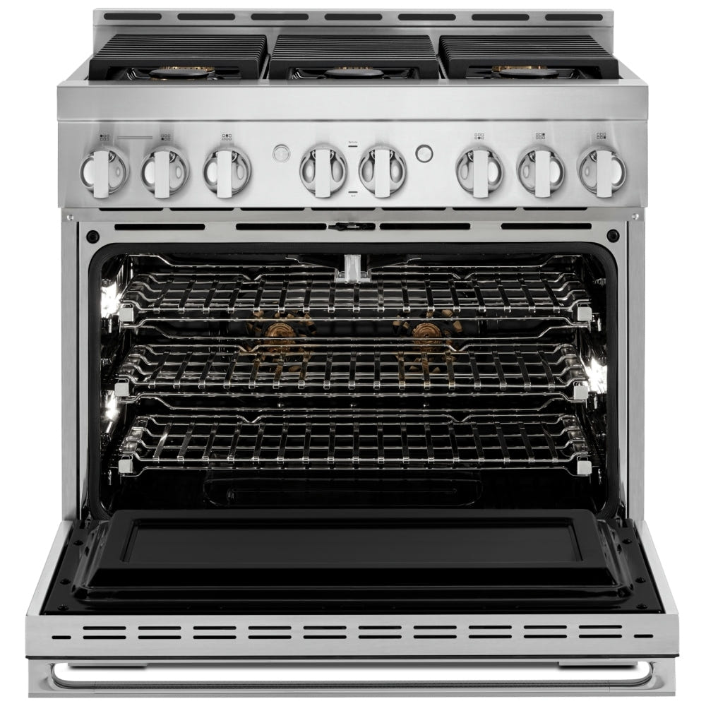 JennAir Rise JGRP536HL Gas Range, 5.1 cu. ft. Capacity, 36 inch Exterior Width, Self Clean, True Convection, 4 Burners, 20,000 BTU