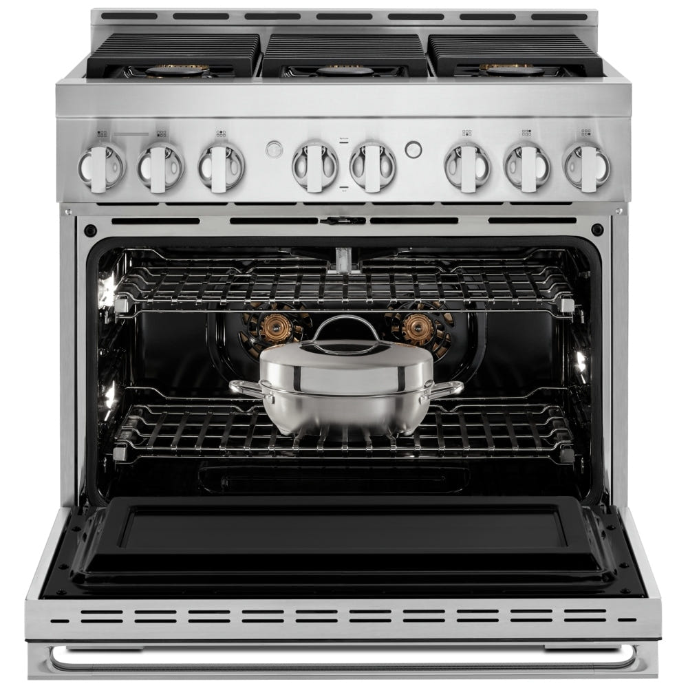 JennAir Rise JGRP536HL Gas Range, 5.1 cu. ft. Capacity, 36 inch Exterior Width, Self Clean, True Convection, 4 Burners, 20,000 BTU
