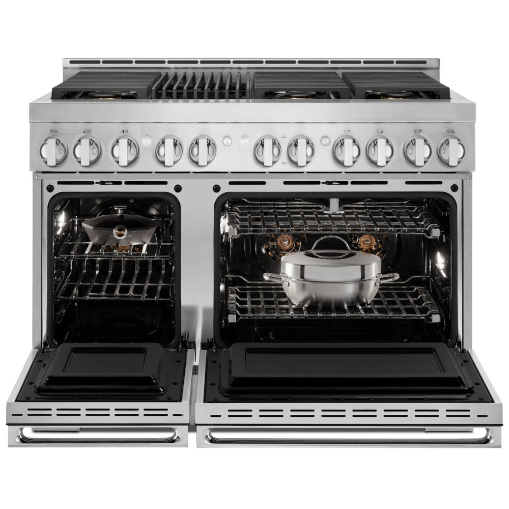 JennAir Rise JGRP748HL Gas Range, 6.3 cu. ft. Capacity, 48 inch Exterior Width, Self Clean, True Convection, 4 Burners, 20,000 BTU