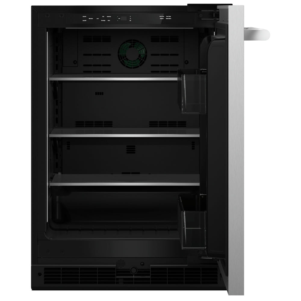 JennAir Rise JURFR242HL 紧凑型台下式制冷冰箱,24 英寸宽,能源之星认证,不锈钢色,右开门