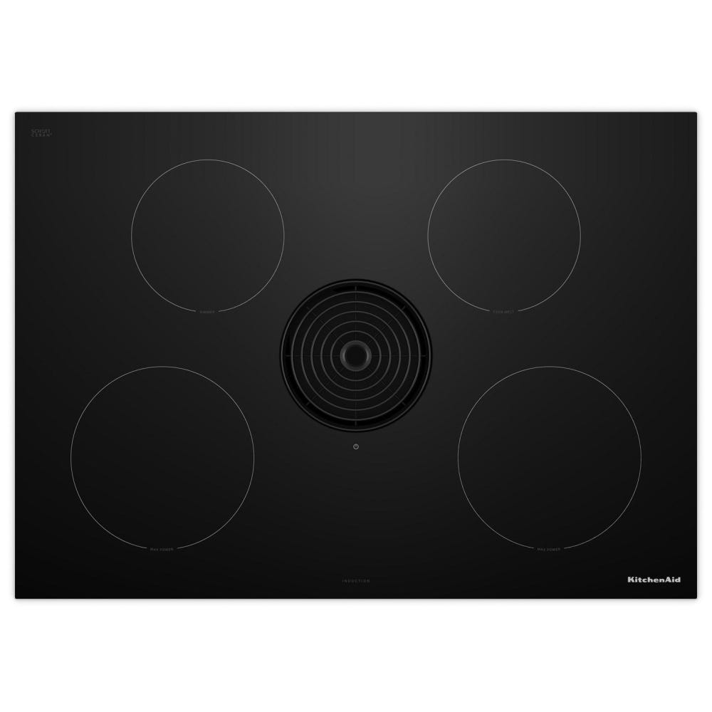 KitchenAid KCID930SBL Induction Cooktop, 30 inch Exterior Width, 4 Burners, Downdraft, 3,000 Watts