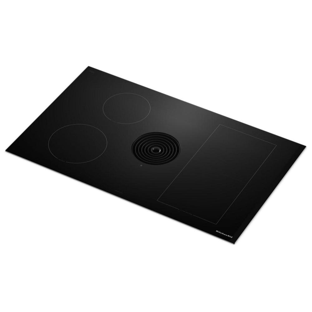 KitchenAid KCID936SBL Induction Cooktop, 36 inch Exterior Width, 4 Burners, Downdraft, 3,200