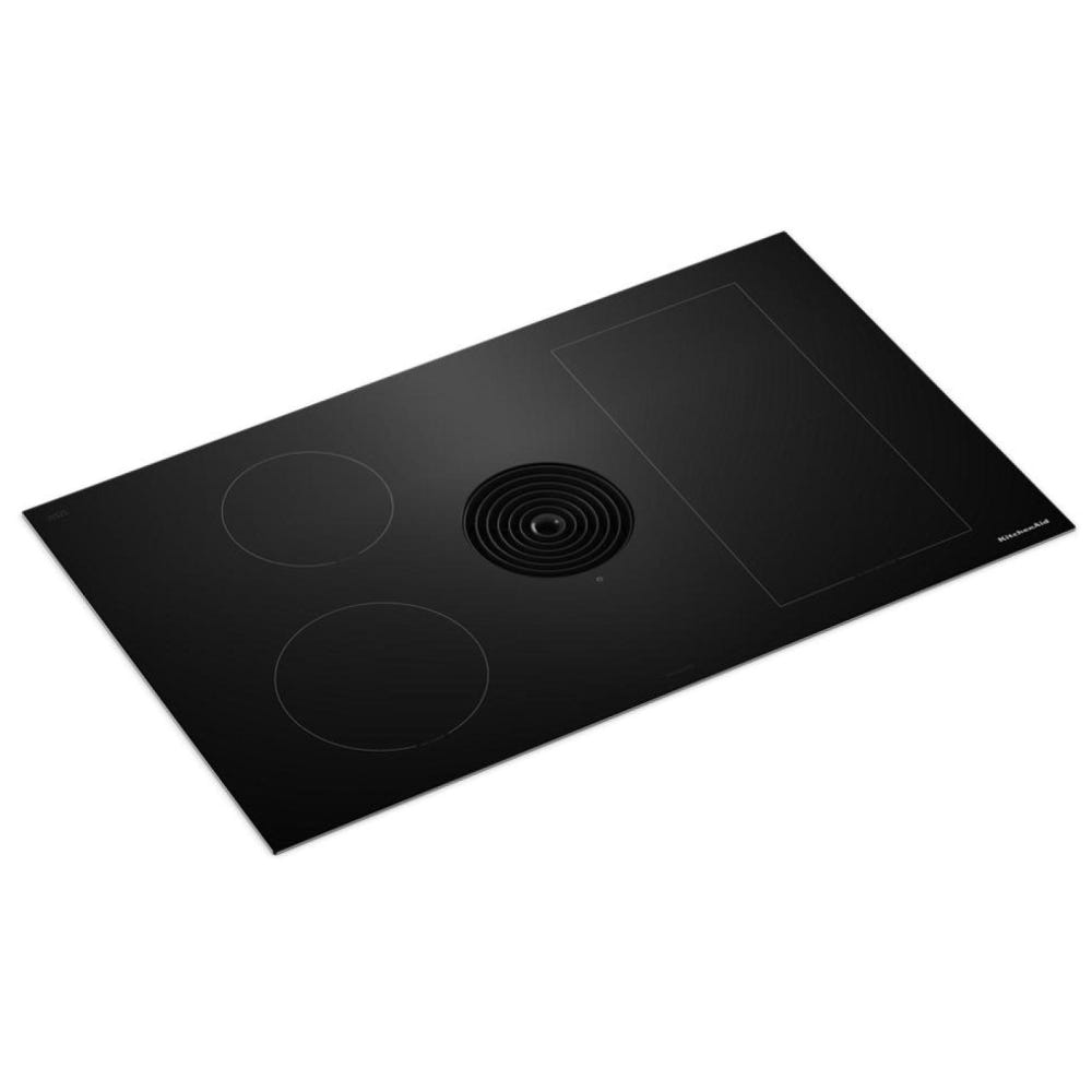 KitchenAid KCID936SBL Induction Cooktop, 36 inch Exterior Width, 4 Burners, Downdraft, 3,200