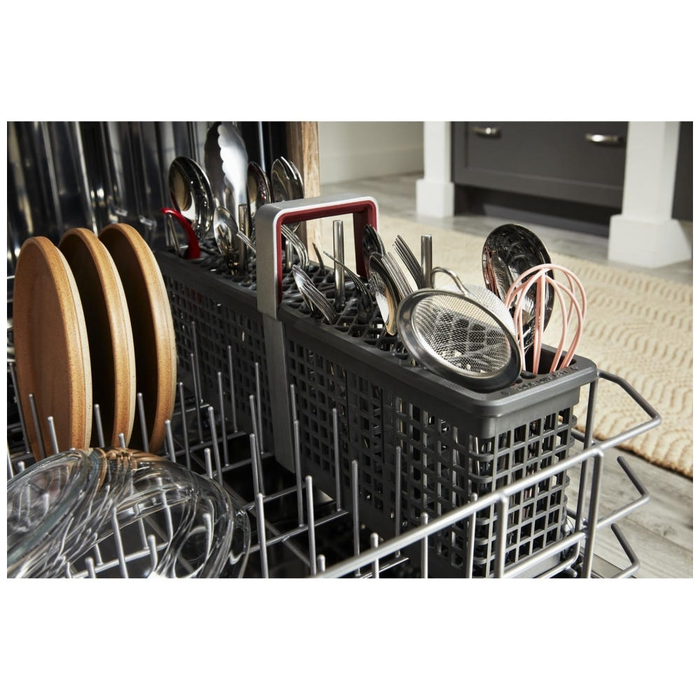 KitchenAid KDFS224SBL 洗碗机,24 英寸外部宽度,47 dB 分贝级别,完全集成,不锈钢(内部),5 种洗涤程序,13 种容量(餐具),黑色
