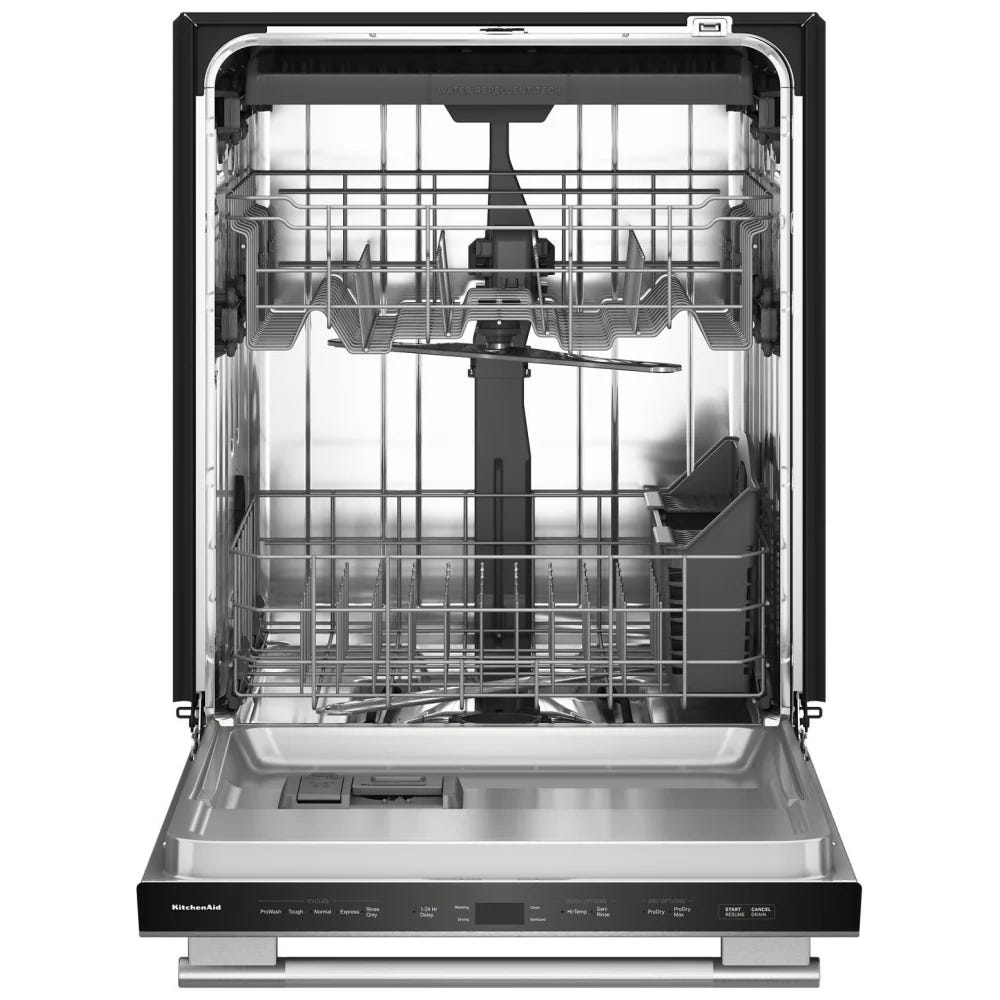 KitchenAid KDTS224SPS 洗碗机,24 英寸外部宽度,47 dB 分贝级别,完全集成,不锈钢(内部),5 种洗涤程序,13 种容量(餐具),PrintShield 不锈钢色