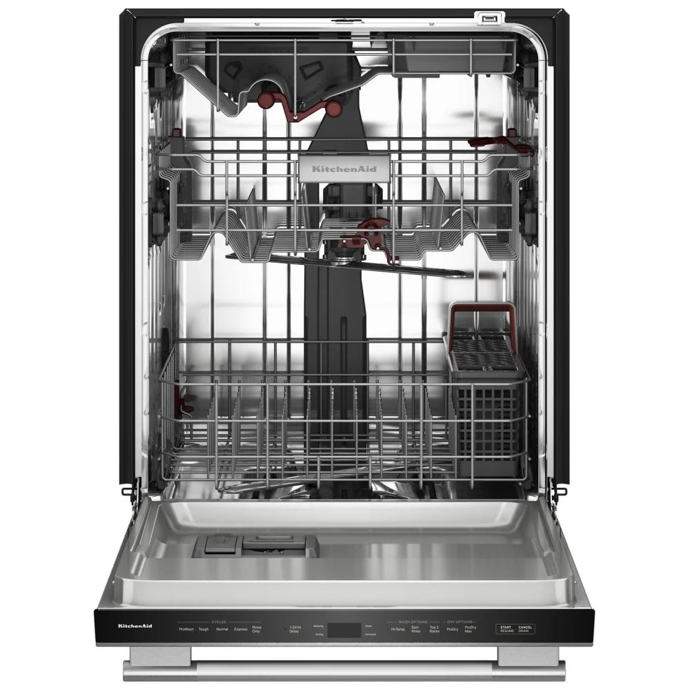 KitchenAid KDTS424SPS 洗碗机,24 英寸外部宽度,44 dB 分贝级别,完全集成,不锈钢(内部),5 种洗涤程序,16 套容量(餐具),PrintShield 不锈钢色