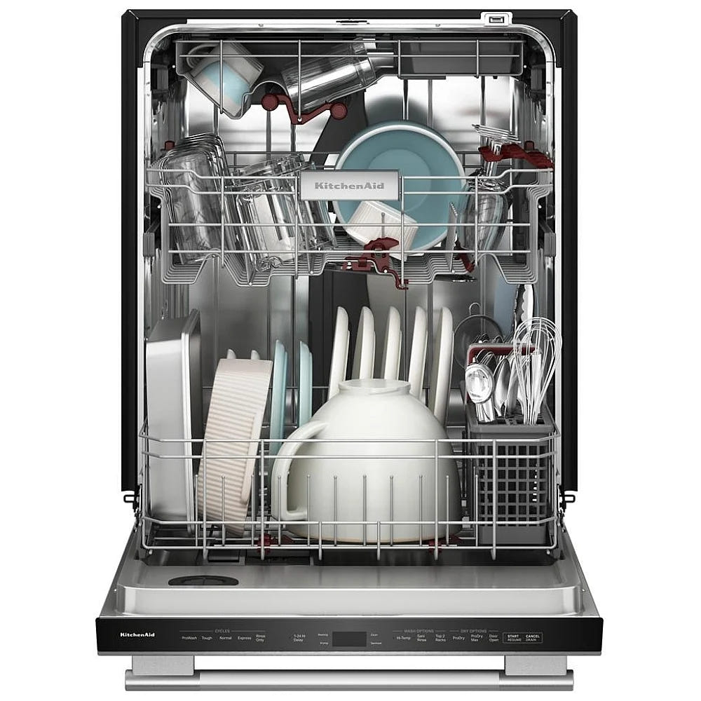 KitchenAid KDTS624SPS 洗碗机,24 英寸外部宽度,44 dB 分贝级别,完全集成,不锈钢(内部),5 种洗涤程序,16 套容量(餐具),PrintShield 不锈钢色
