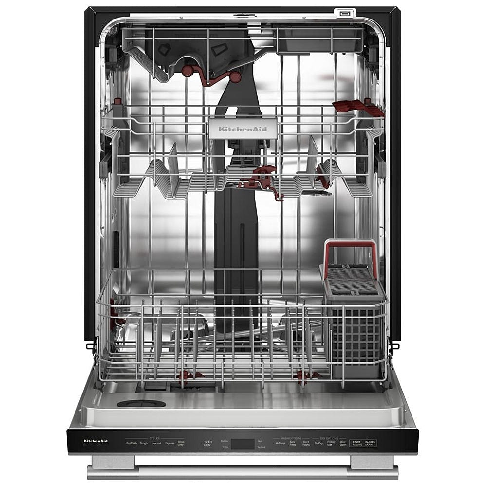 KitchenAid KDTS624SPS 洗碗机,24 英寸外部宽度,44 dB 分贝级别,完全集成,不锈钢(内部),5 种洗涤程序,16 套容量(餐具),PrintShield 不锈钢色