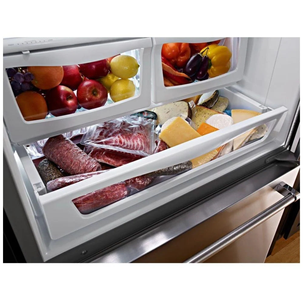 KitchenAid KRBL102ESS Bottom Freezer Refrigerator, 33 inch Width, ENERGY STAR Certified, 22.1 cu. ft. Capacity, Optional Ice Maker (Special Order), Stainless Steel colour
