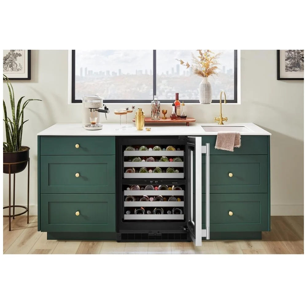 KitchenAid KUWR324SSB Under Counter Wine Refrigeration, 24 inch Width, Black Cabinet/Stainless Doors colour