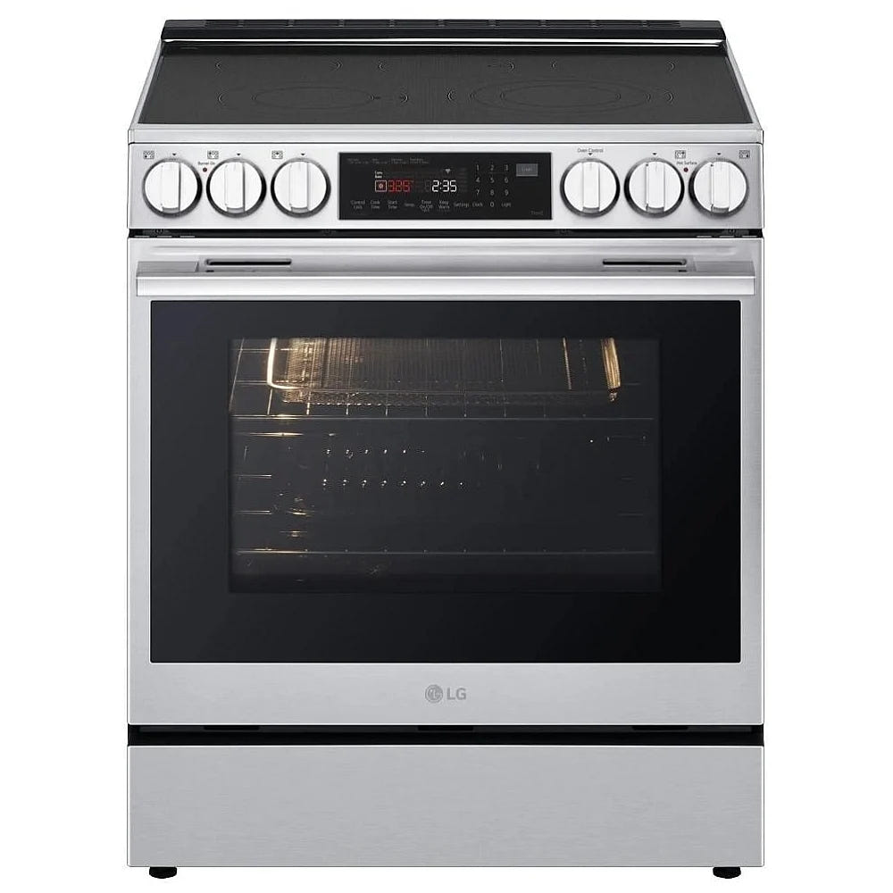 LG LSEL6335XE Electric Range, 6.3 cu. ft. Capacity, 30 inch Exterior Width, Convection, 5 Burners, Storage Drawer, Air Fry, Self Clean, 3,200 Watts Highest Burner Element, Stainless Steel colour