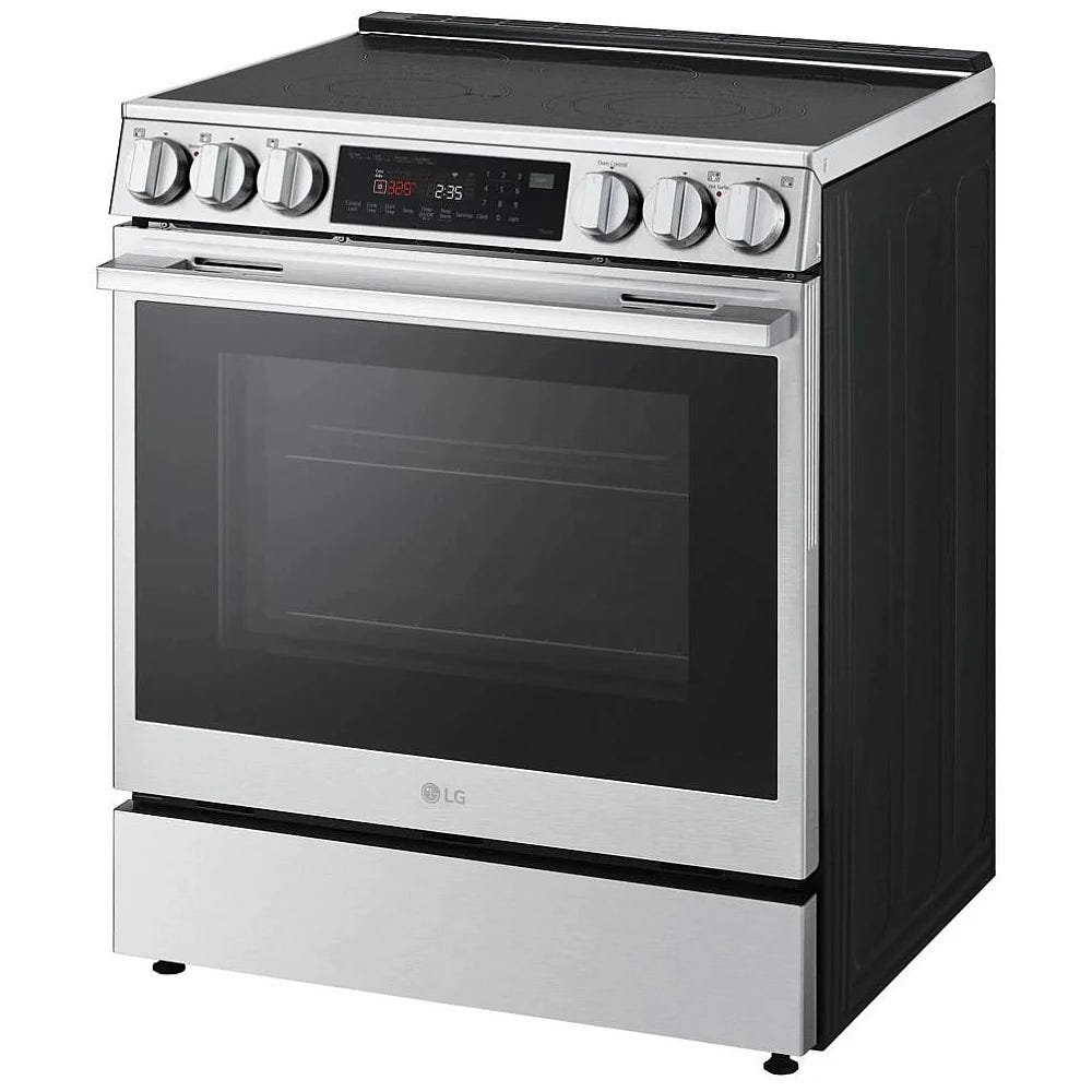 LG LSEL6335XE Electric Range, 6.3 cu. ft. Capacity, 30 inch Exterior Width, Convection, 5 Burners, Storage Drawer, Air Fry, Self Clean, 3,200 Watts Highest Burner Element, Stainless Steel colour