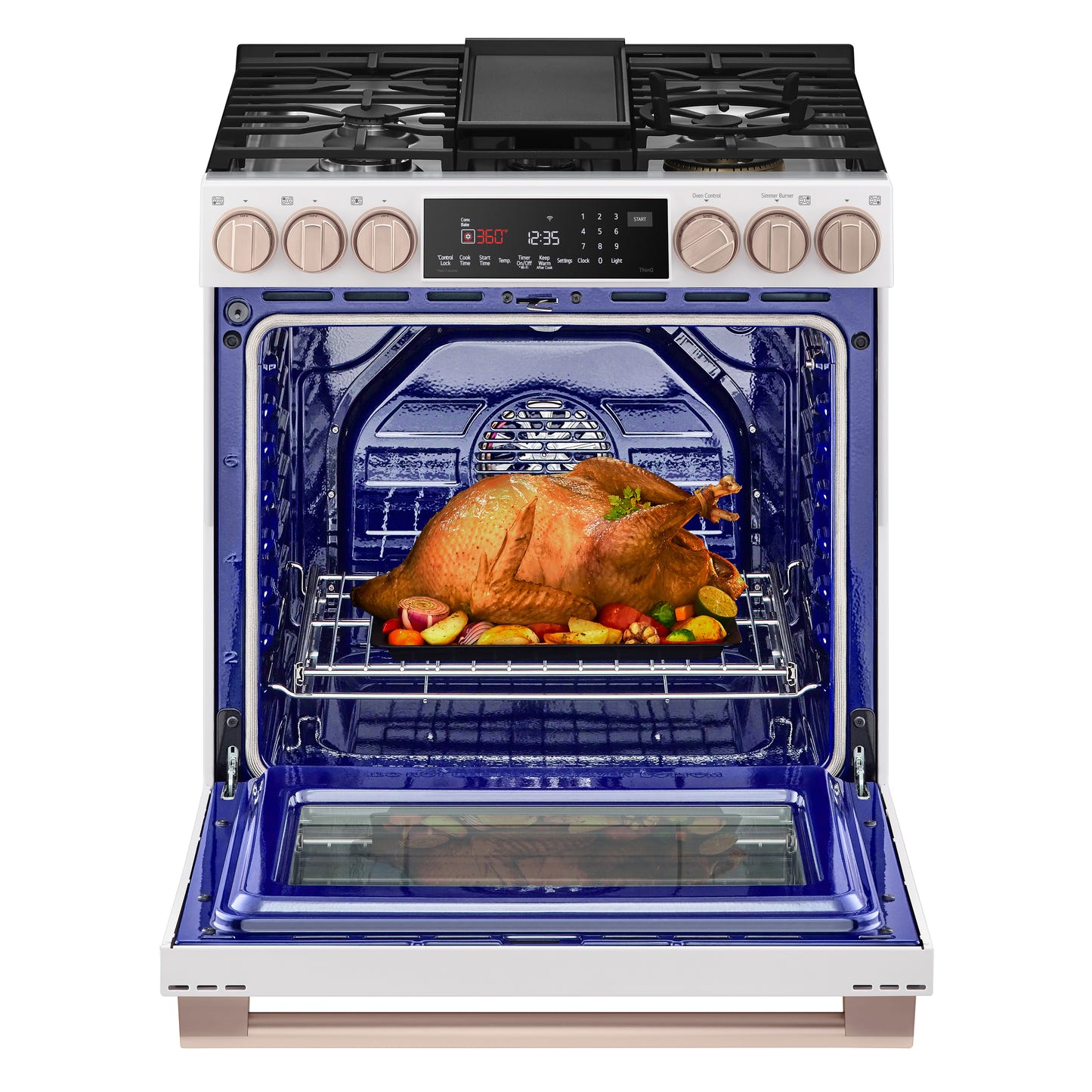 LG STUDIO Essence White 6.3 cu.ft. Gas Slide-in Ranges with InstaView® LSGS6338N