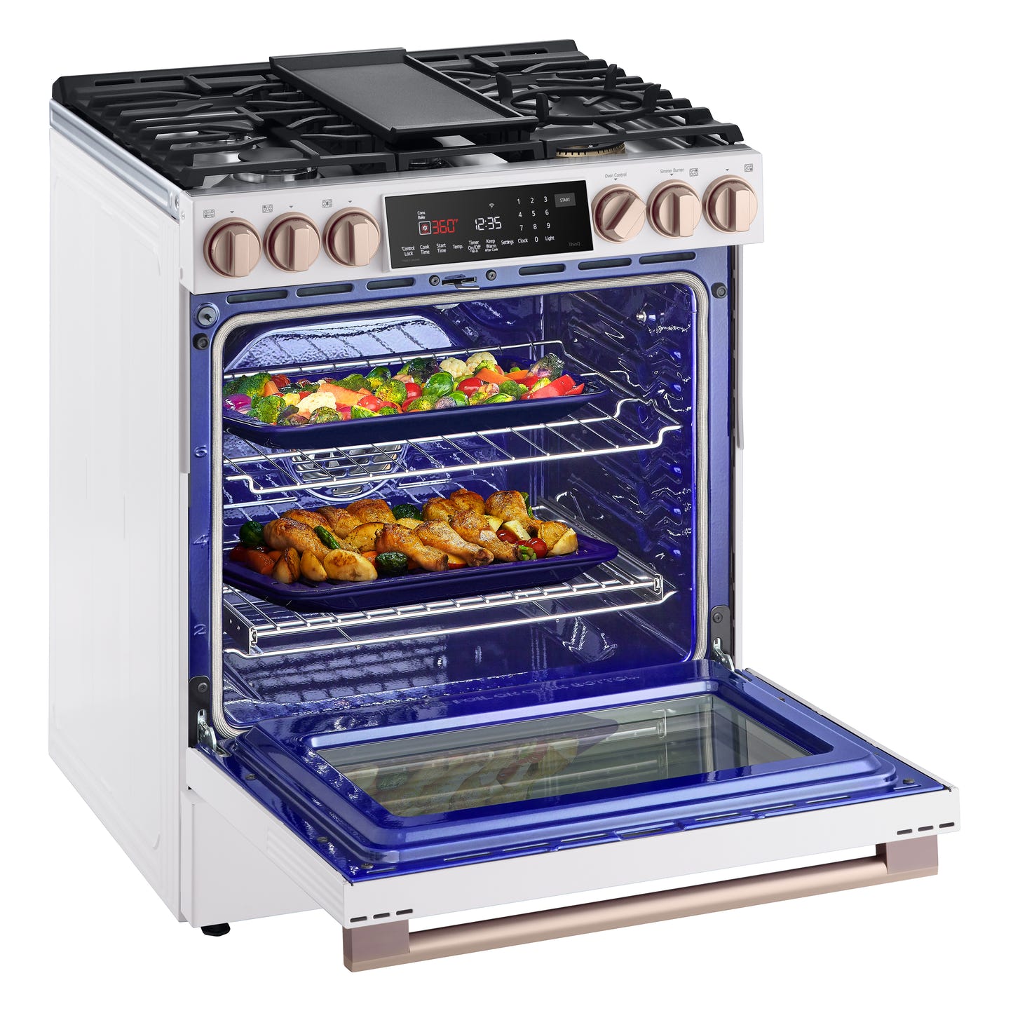LG STUDIO Essence White 6.3 cu.ft. Gas Slide-in Ranges with InstaView® LSGS6338N