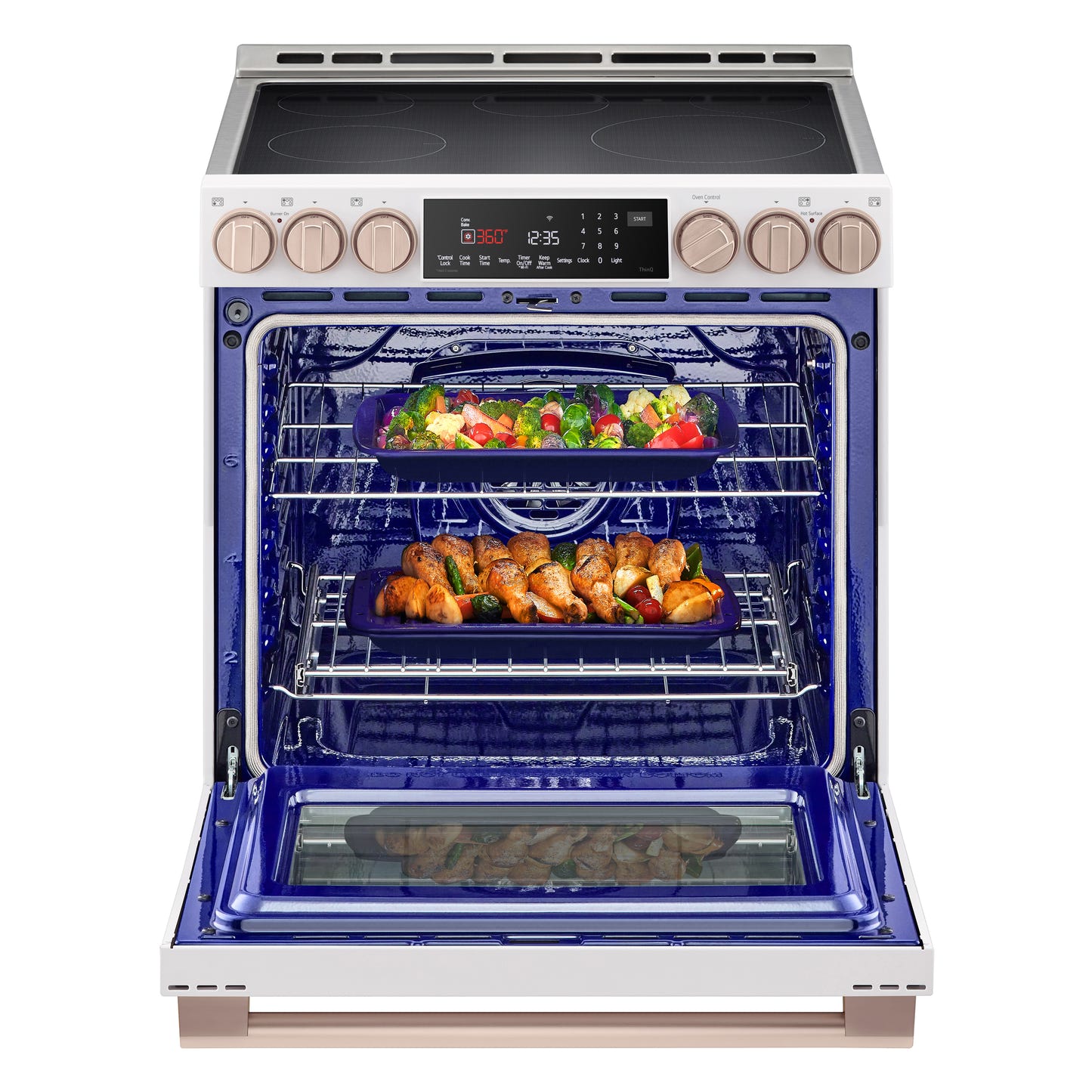 LG STUDIO Essence White 6.3 cu. ft. Induction Slide-in Ranges with InstaView® LSIS6338NE