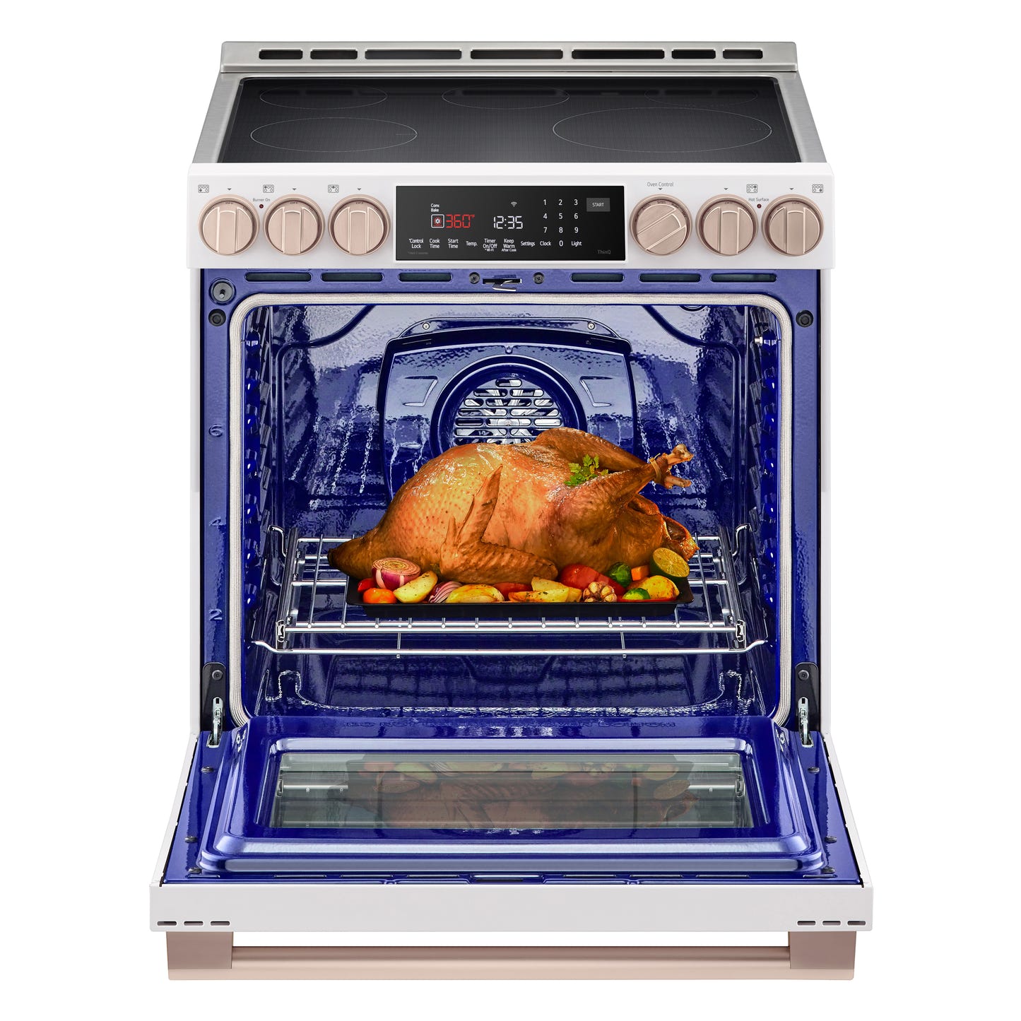 LG STUDIO Essence White 6.3 cu. ft. Induction Slide-in Ranges with InstaView® LSIS6338NE