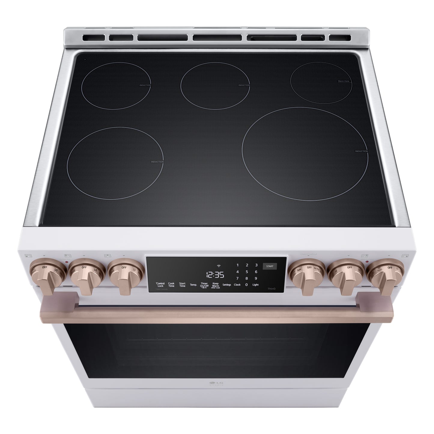 LG STUDIO Essence White 6.3 cu. ft. Induction Slide-in Ranges with InstaView® LSIS6338NE