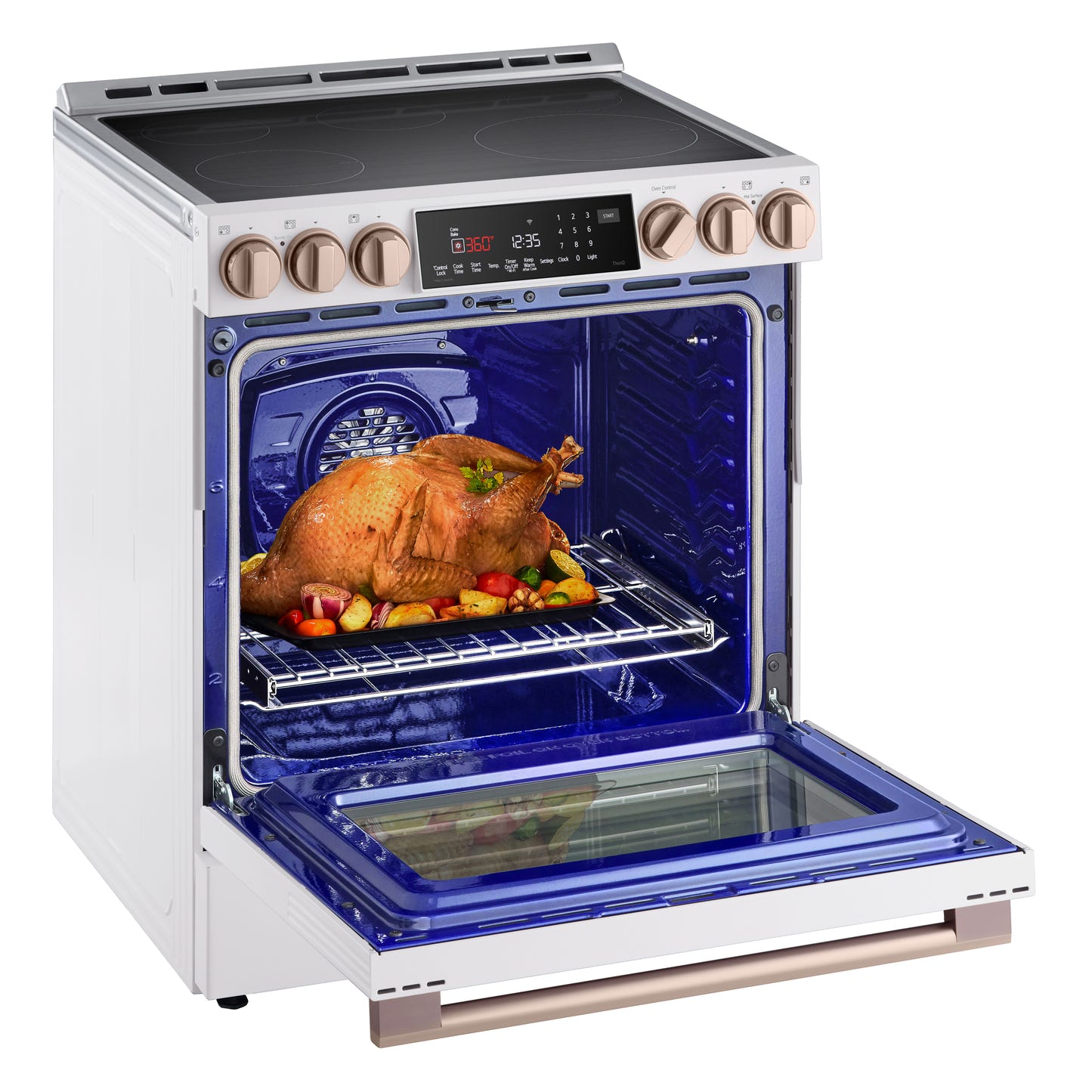 LG STUDIO Essence White 6.3 cu. ft. Induction Slide-in Ranges with InstaView® LSIS6338NE