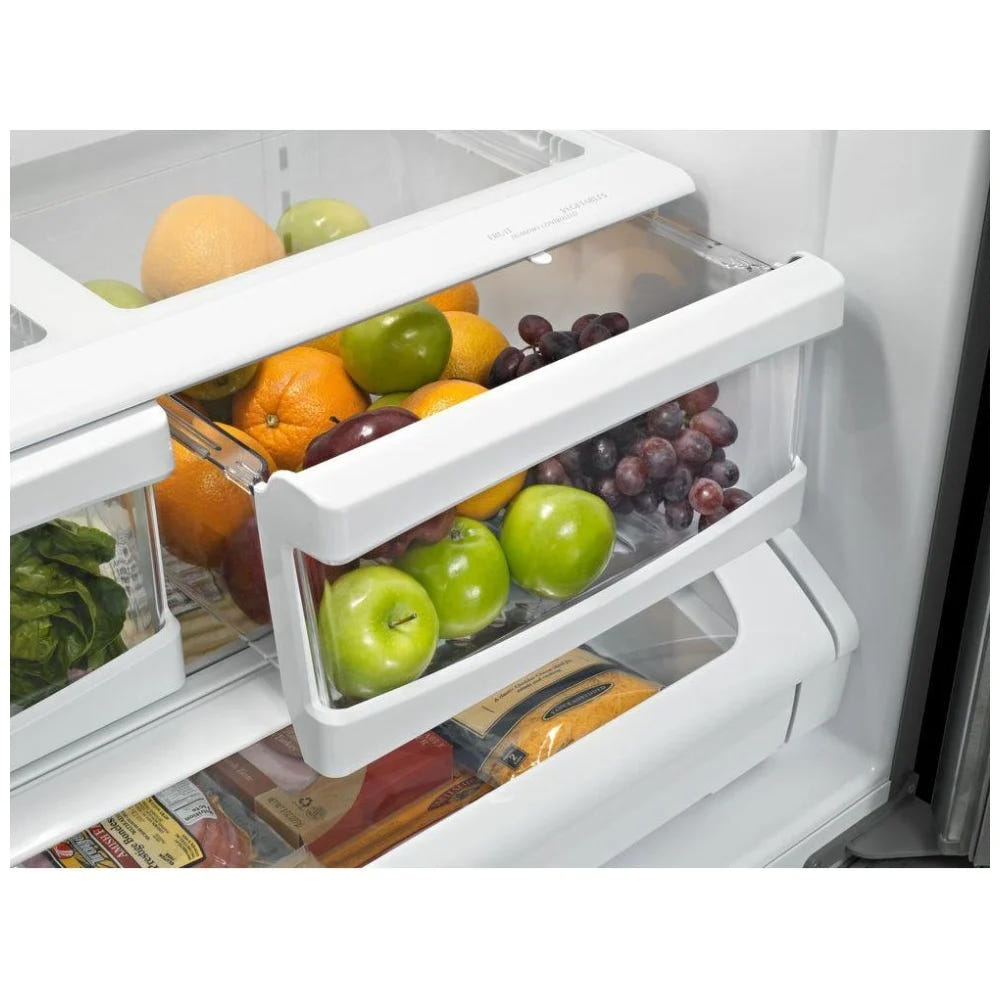 Maytag MBF2258FEZ Bottom Freezer Refrigerator, 33 inch Width, ENERGY STAR Certified, 22.07 cu. ft. Capacity, Ice Dispenser (Freezer Located), Stainless Steel colour