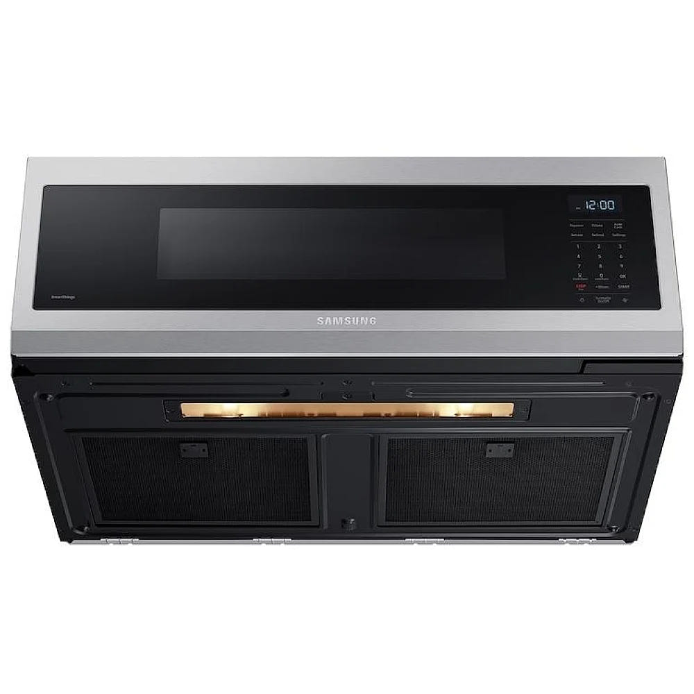 Samsung ME11A7510DS - ME11A7510DS/AC Over the Range Microwave, 30 inch Exterior Width, 1.1 cu. ft. Capacity, 400 CFM, 1,000 W Watts, Halogen , Stainless Steel colour
