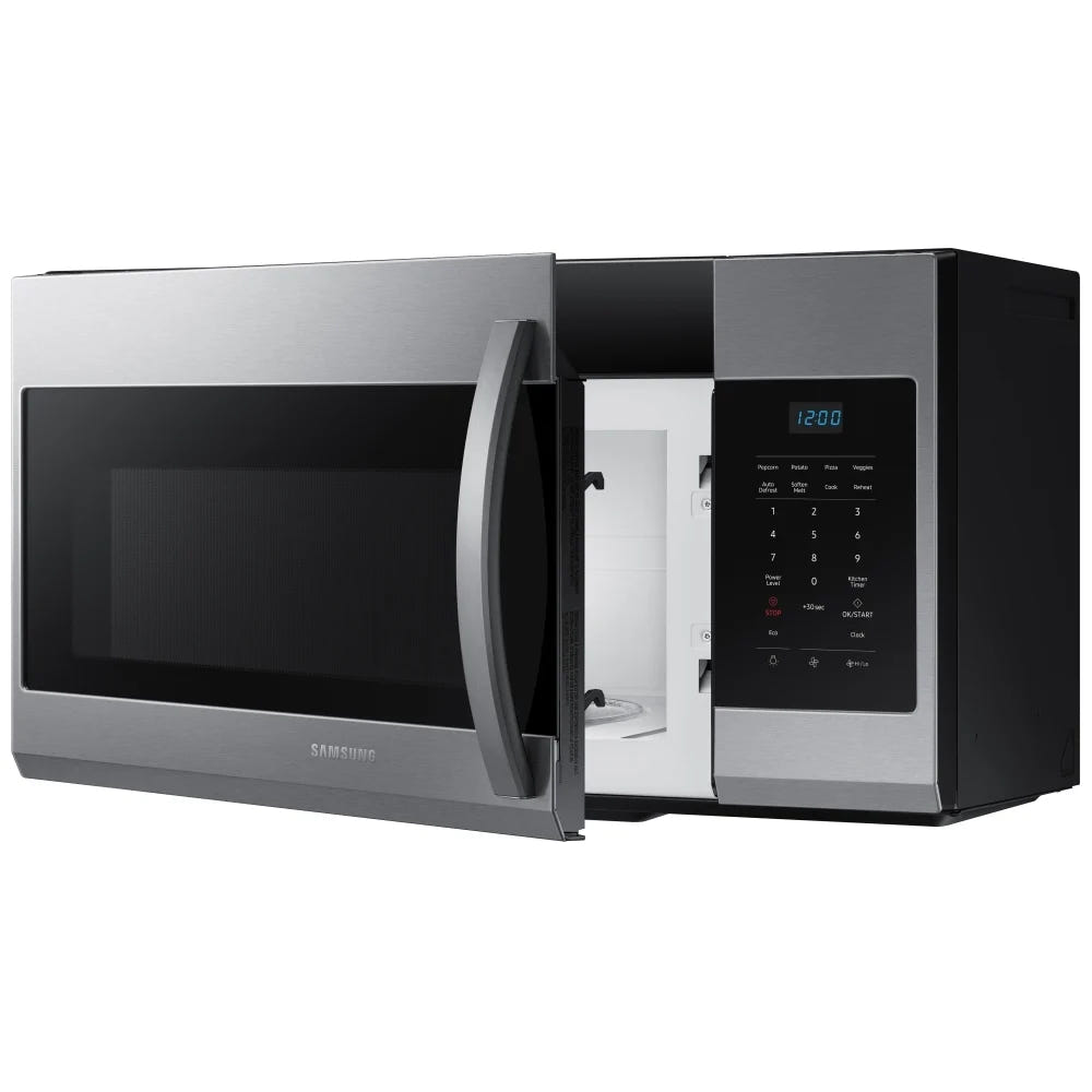 Samsung ME17R7011ES - ME17R7011ES/AC Over the Range Microwave, 30 inch Exterior Width, 1.7 cu. ft. Capacity, 300 CFM, 1,000 W Watts, Halogen , Stainless Steel colour