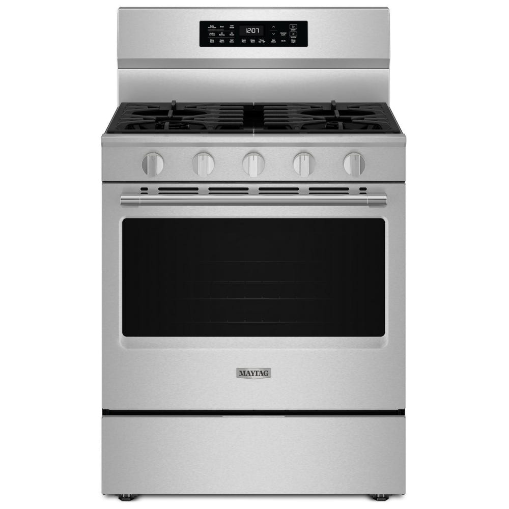 Maytag MFGS7030SZ Gas Range, 5.0 cu. ft. Capacity, 30 inch Exterior Width, Convection, 5 Burners, Storage Drawer, Air Fry, 18,000 BTU Highest Burner, FingerPrint Resistant Stainless Steel colour, Keep Warm™, Power™ Burner, Precision Cooking™