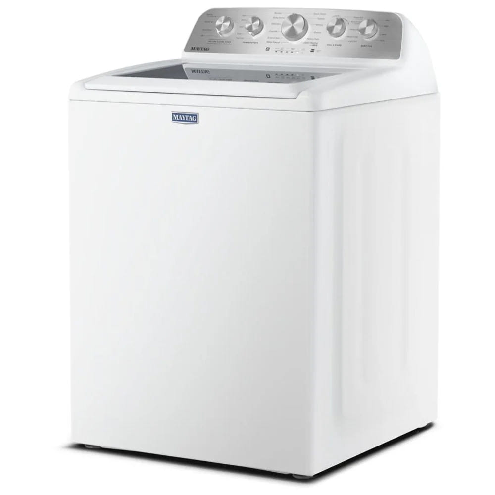 Maytag MTW5600RW 顶开式洗衣机,5.5 立方英尺洗衣机容量,11 种洗涤程序,3 种温度设置,750 RPM 洗衣机转速,叶轮,白色