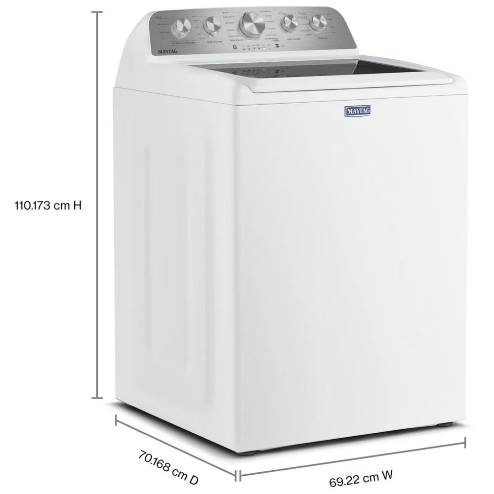 Maytag MTW5600RW 顶开式洗衣机,5.5 立方英尺洗衣机容量,11 种洗涤程序,3 种温度设置,750 RPM 洗衣机转速,叶轮,白色
