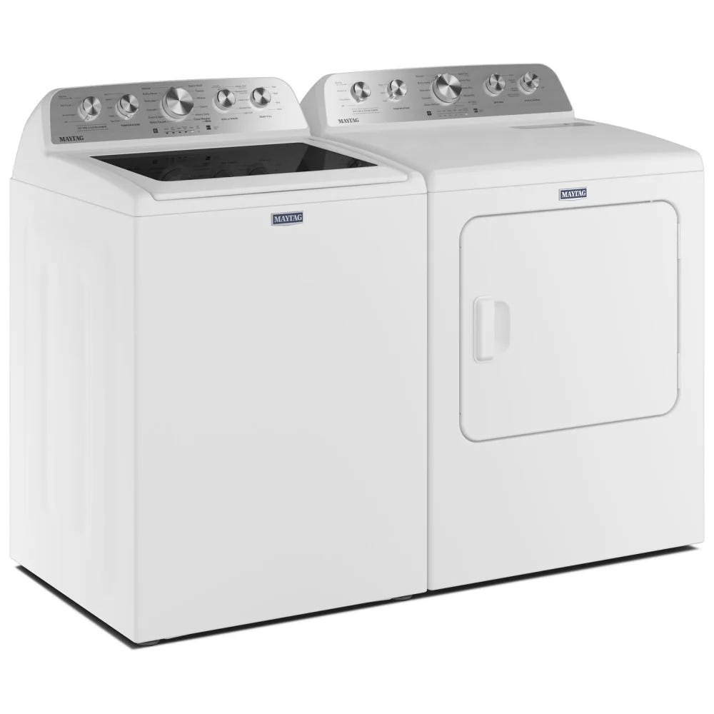 Maytag MTW5600RW 顶开式洗衣机,5.5 立方英尺洗衣机容量,11 种洗涤程序,3 种温度设置,750 RPM 洗衣机转速,叶轮,白色