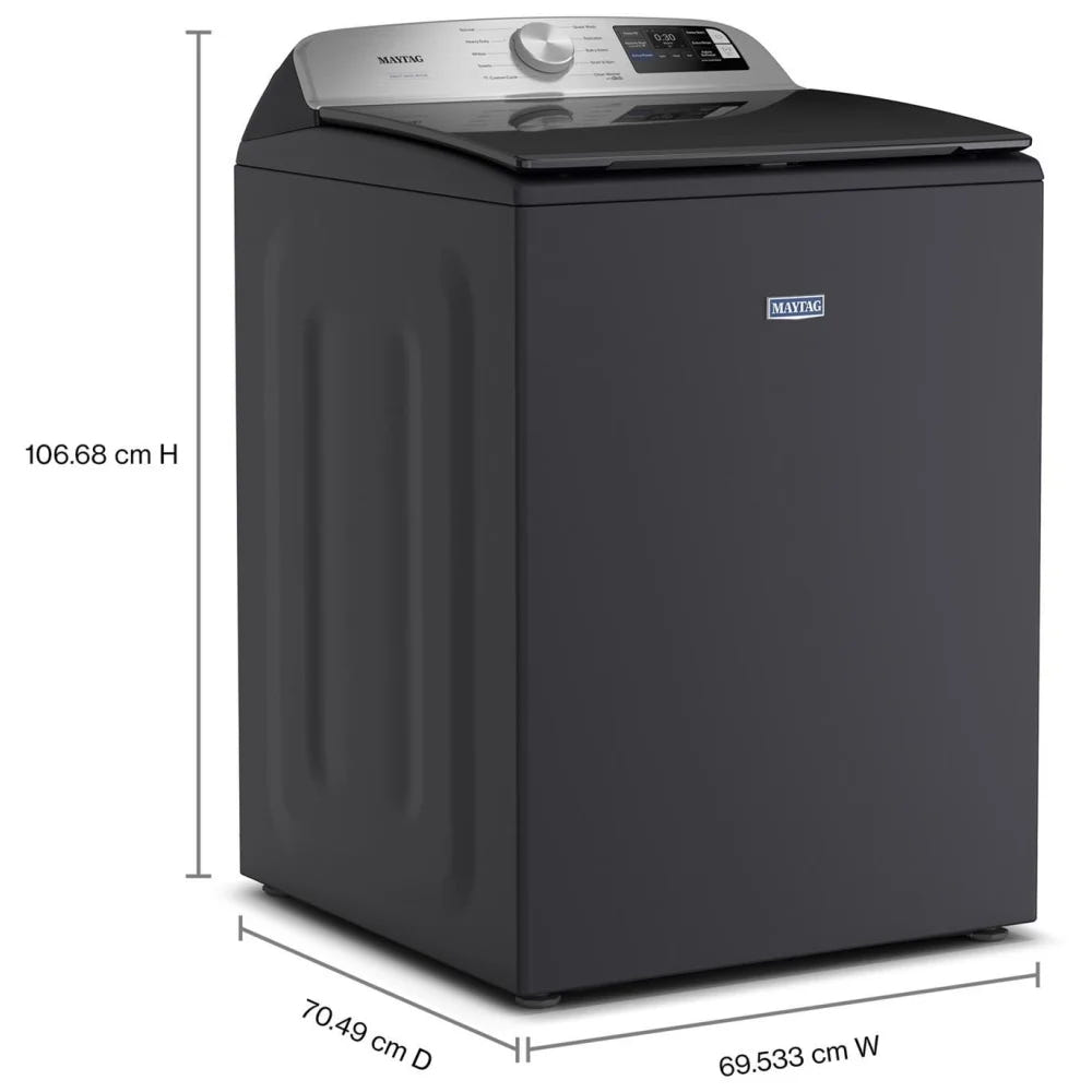 Maytag MTW6205RF 顶开式洗衣机,6 立方英尺容量,10 种洗涤程序,5 种温度设置,750 RPM 洗衣机转速,搅拌器,支持 Wifi,午夜钢色