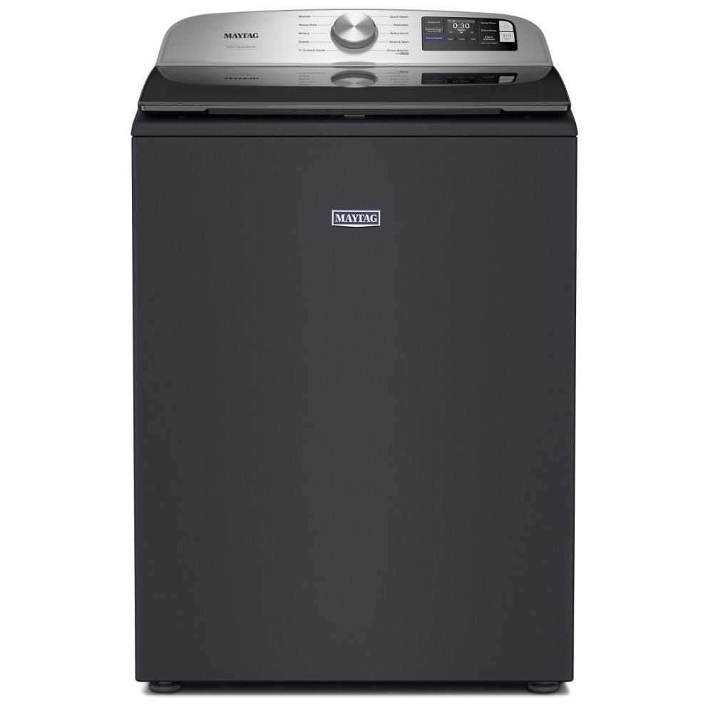 Maytag MTW6205RF 顶开式洗衣机,6 立方英尺容量,10 种洗涤程序,5 种温度设置,750 RPM 洗衣机转速,搅拌器,支持 Wifi,午夜钢色