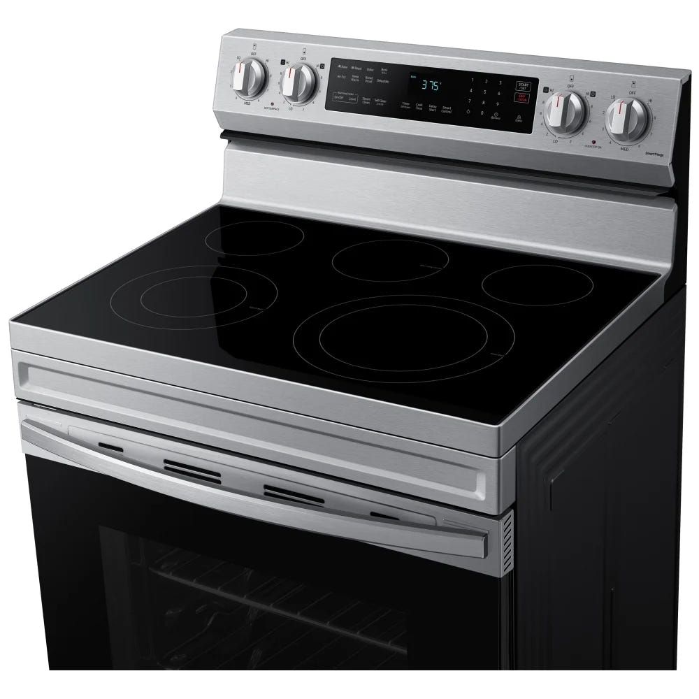 Samsung NE63A6511SS - NE63A6511SS/AC Electric Range, 6.3 cu. ft. Capacity, 30 inch Exterior Width, Convection, 5 Burners, Storage Drawer, Air Fry, Self Clean, 3,300 Watts Highest Burner Element, Stainless Steel colour