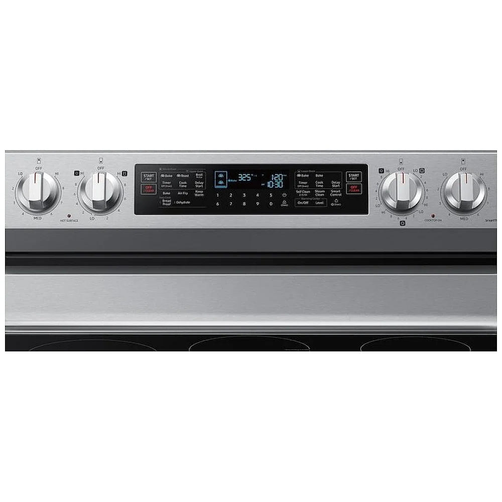 Samsung NE63A6751SS - NE63A6751SS/AC Electric Range, 6.3 cu. ft. Capacity, 30 inch Exterior Width, True Convection, 5 Burners, Storage Drawer, Air Fry, Self Clean, Double Oven, 3,000 Watts Highest Burner Element, Stainless Steel colour
