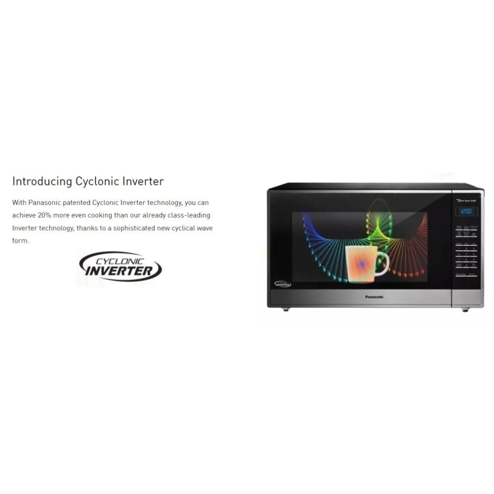 Panasonic NNSE795SC Countertop Microwave, 20 inch Exterior Width, 1.6 cu. ft. Capacity, 1,200 W Watts, Stainless Steel colour Cyclonic Inverter