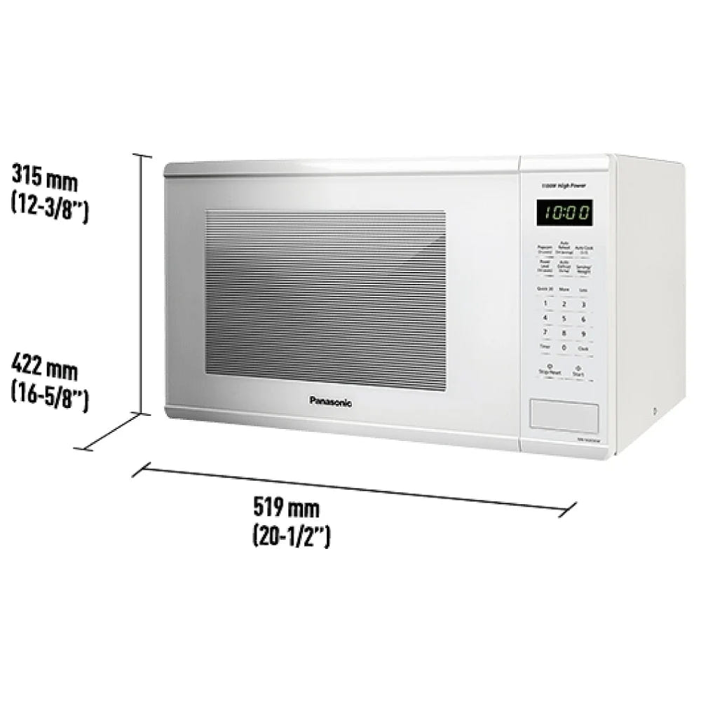 Panasonic NNSG656WC Countertop Microwave, 20 inch Exterior Width, 1.3 cu. ft. Capacity, 1,110 W Watts, White colour