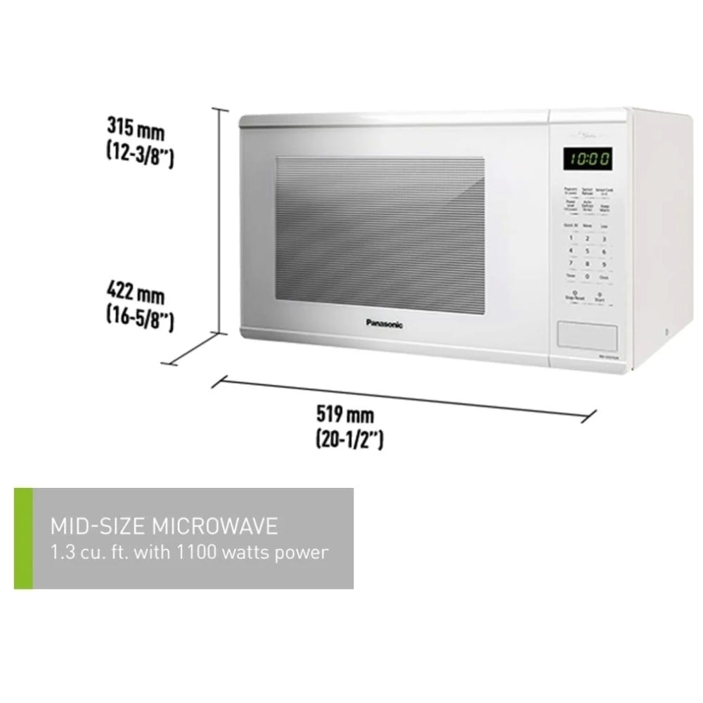Panasonic NNSG676WC Countertop Microwave, 20 inch Exterior Width, 1.3 cu. ft. Capacity, 1,100 W Watts, White colour Genius Sensor Cooking