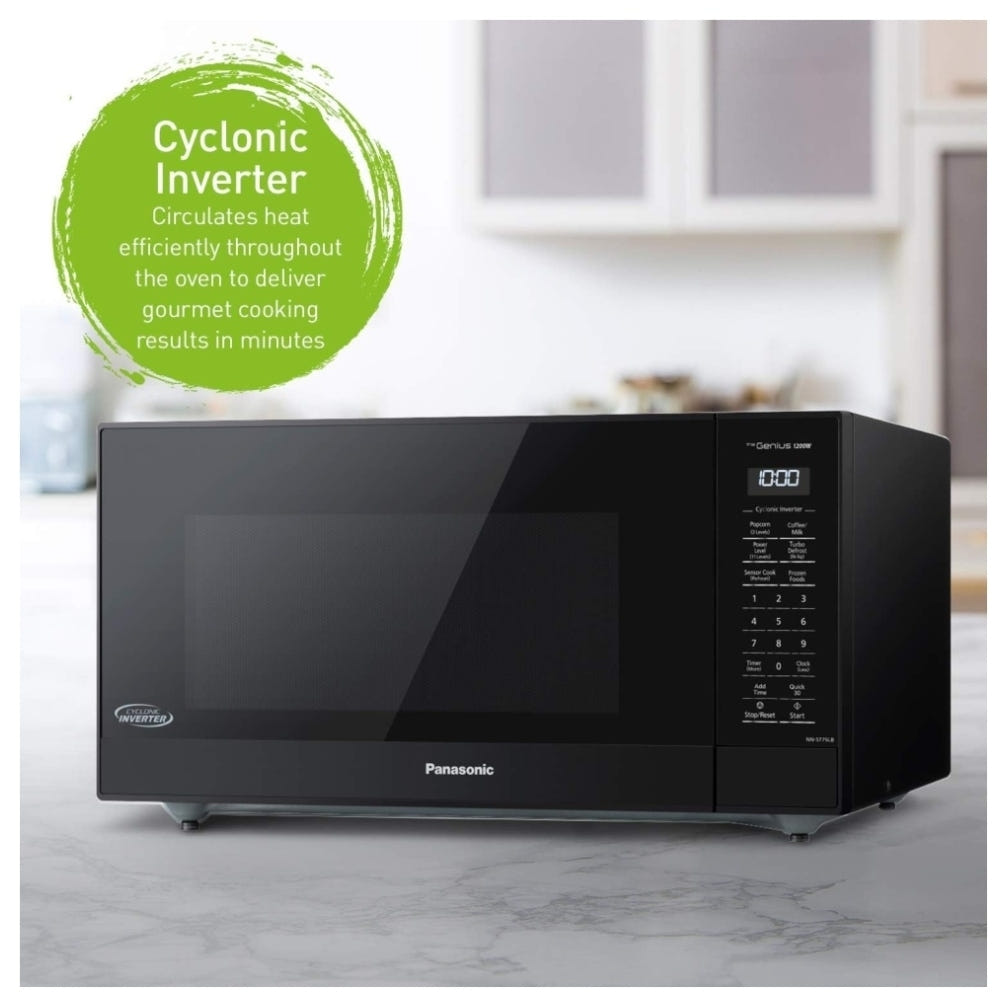 Panasonic NNST75LBC Countertop Microwave 22", 1.6 cu. ft. Capacity, 1,200 W Watts, Black colour Genius Sensor Cooking, Cyclonic Inverter