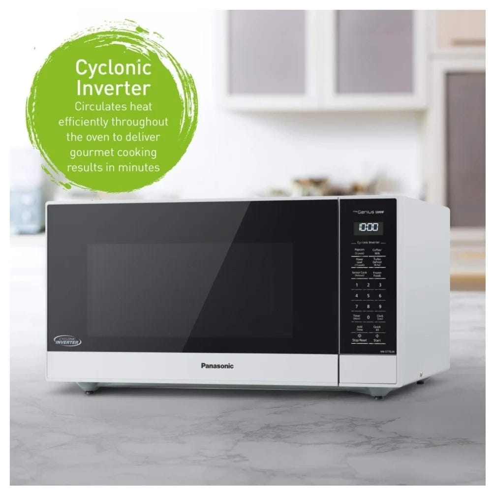Panasonic NNST75LWC Countertop Microwave, 1.6 cu. ft. Capacity, 1,200 W Watts, White colour Genius Sensor Cooking, Cyclonic Inverter