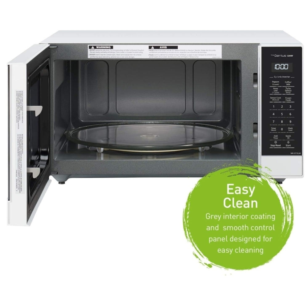 Panasonic NNST75LWC Countertop Microwave, 1.6 cu. ft. Capacity, 1,200 W Watts, White colour Genius Sensor Cooking, Cyclonic Inverter