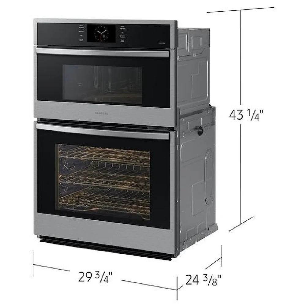 Samsung NQ70CG600DSRAA Microwave Wall Oven Combo, 30 inch Exterior Width, Convection, Self Clean, 7 cu. ft. Capacity, Temperature Probe, Wifi Enabled, Air Fry, Stainless Steel colour Air Fry, Air Sous Vide