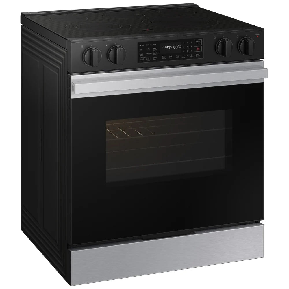 Samsung Bespoke NSE6DG8300SRAC Electric Range, 6.3 cu. ft. Capacity, 30 inch Exterior Width, Convection, 5 Burners, Storage Drawer, Air Fry, Self Clean, 3,000 Watts Highest Burner Element, Stainless Steel colour Air Fry