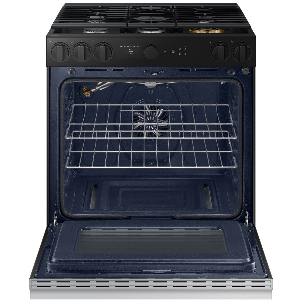 Samsung Bespoke NSG6DG8700SRAA Gas Range, 6 cu. ft. Capacity, 30 inch Exterior Width, Self Clean, True Convection, 5 Burners, Storage Drawer, & , 23,000 BTU Highest Burner, Stainless Steel colour Smart Oven Camera