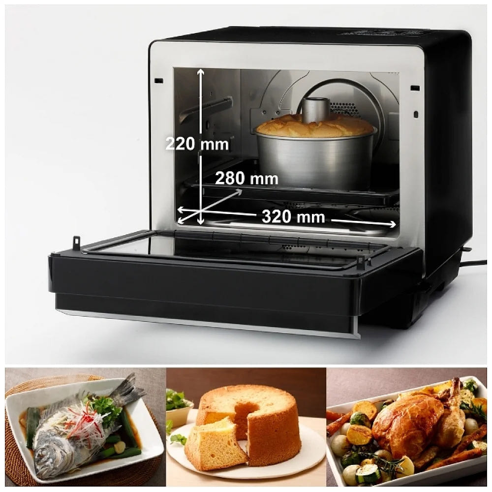 Panasonic NUSC180B Countertop Microwave Steam Oven, 0.7 cu. ft. Capacity, Convection, Stainless Steel Interior, Air Fry, Black colour