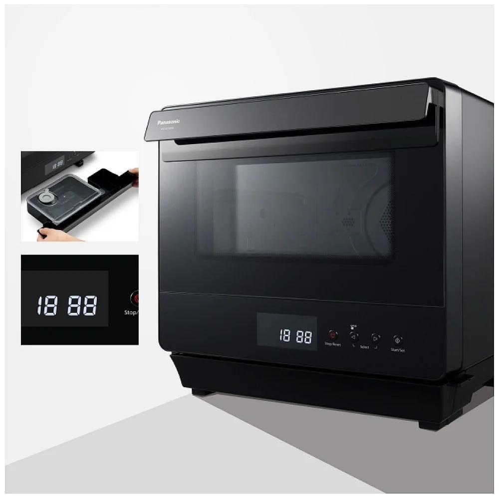 Panasonic NUSC180B Countertop Microwave Steam Oven, 0.7 cu. ft. Capacity, Convection, Stainless Steel Interior, Air Fry, Black colour