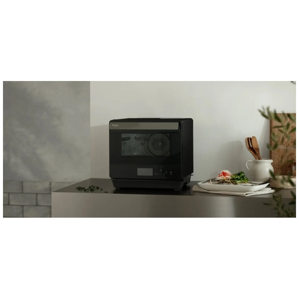 Panasonic NUSC180B Countertop Microwave Steam Oven, 0.7 cu. ft. Capacity, Convection, Stainless Steel Interior, Air Fry, Black colour