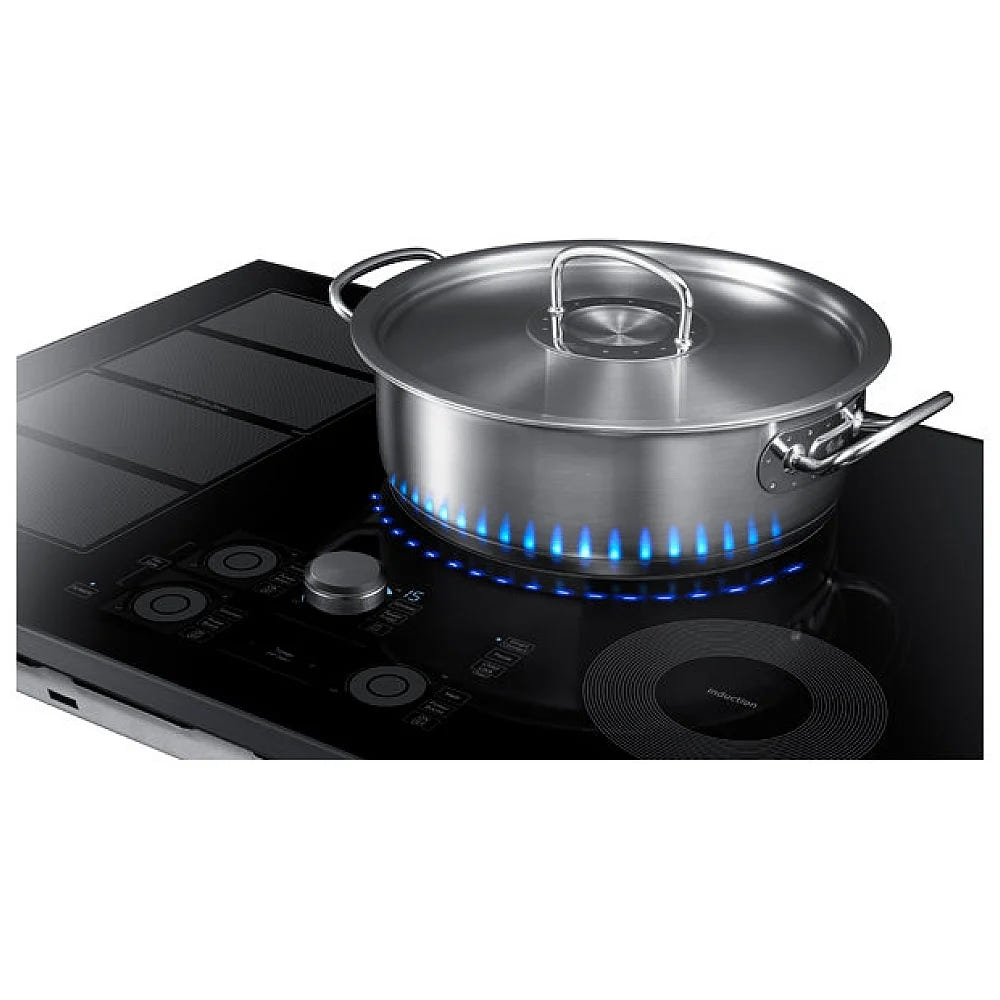 Samsung NZ36K7880UG Induction Cooktop, 36 inch Exterior Width, 5 Burners, 4,800 Watts Highest Burner Element, Black colour Virtual Flame