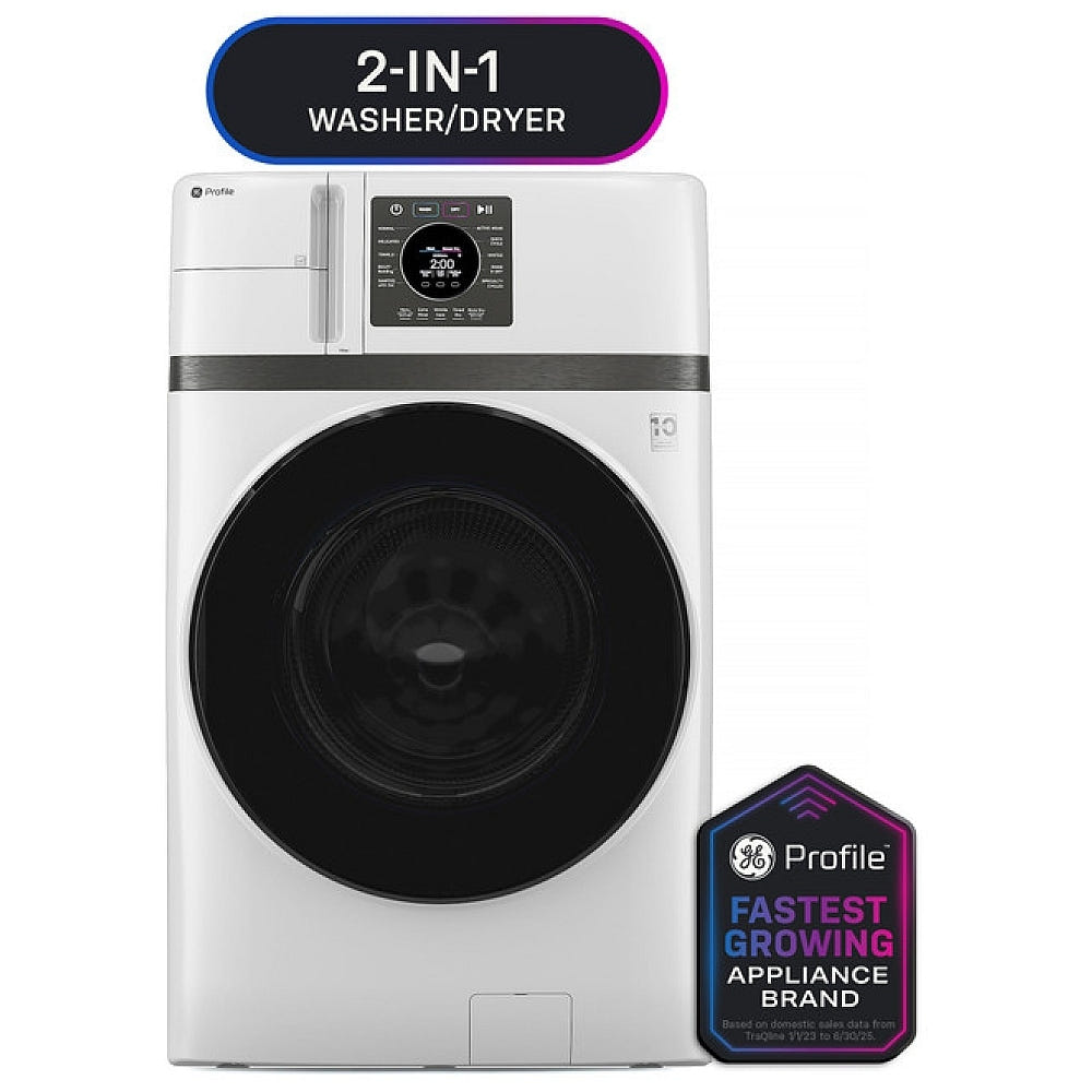 GE Profile PFQ83HSSWWW All-in-One Washer Dryer Combo, 28 inch Width, 5.3 cu. ft. Washer Capacity, Steam Clean, 11 Wash Cycles, 5 Temperature Settings, 1,300 RPM Washer Spin Speed, Wifi Enabled, Electric, White colour