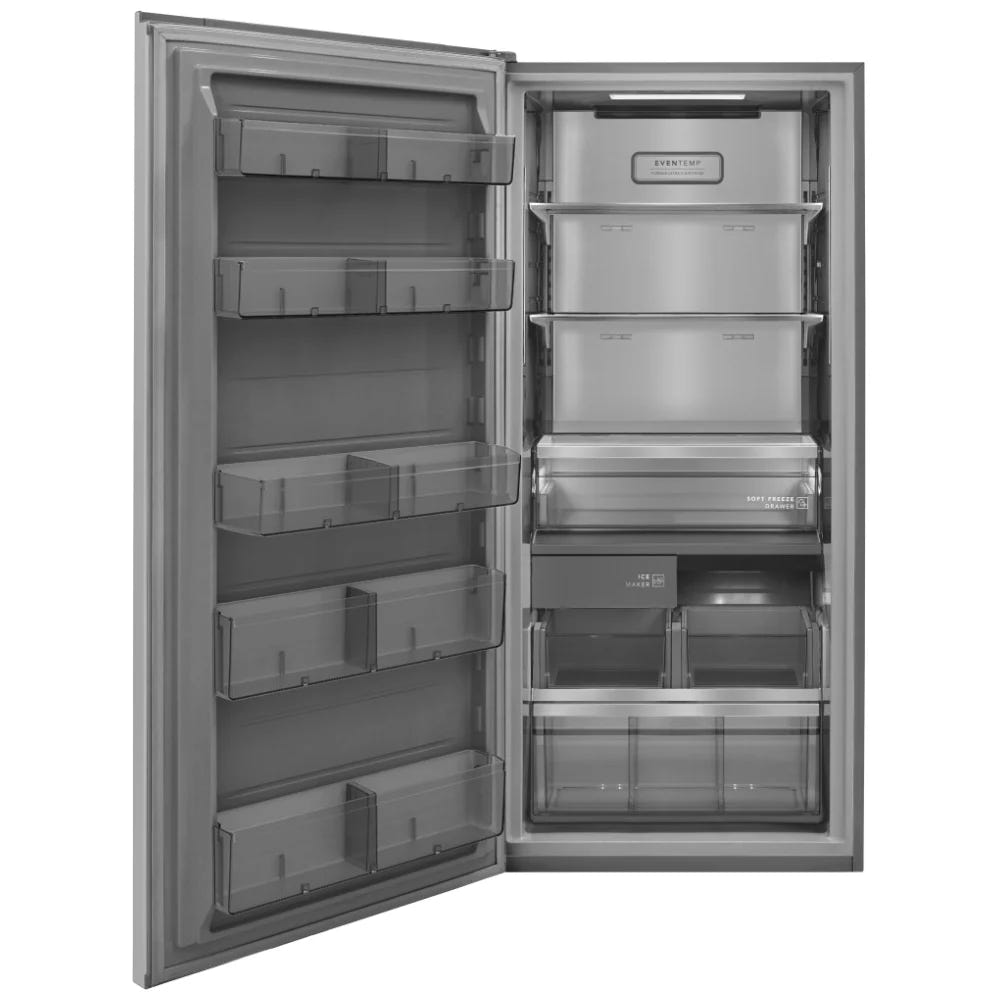 Frigidaire Professional PRDF1922AF 立式冷冻柜,32 7/8 英寸宽,18.6 立方英尺容量,自动,可逆门,内部照明(冷冻室),制冰机,不锈钢颜色