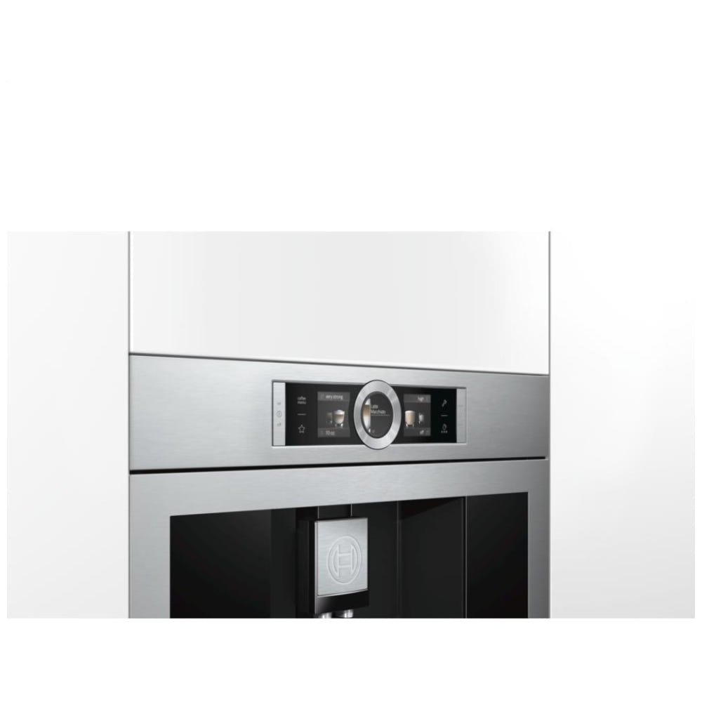 Bosch 800 Series Built-in Coffee Machine, Stainless Steel, Removable Water Tank BCM8450UC (handle detail)