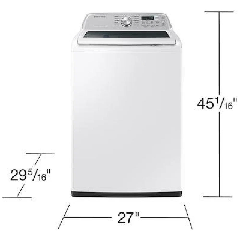 Samsung WA46CG3505AWA4 Top Load Washer, 27 inch Width, ENERGY STAR Certified, 5.4 cu. ft. Washer Capacity, 10 Wash Cycles, 5 Temperature Settings, 700 RPM Washer Spin Speed, Agitator, Wifi Enabled, White colour